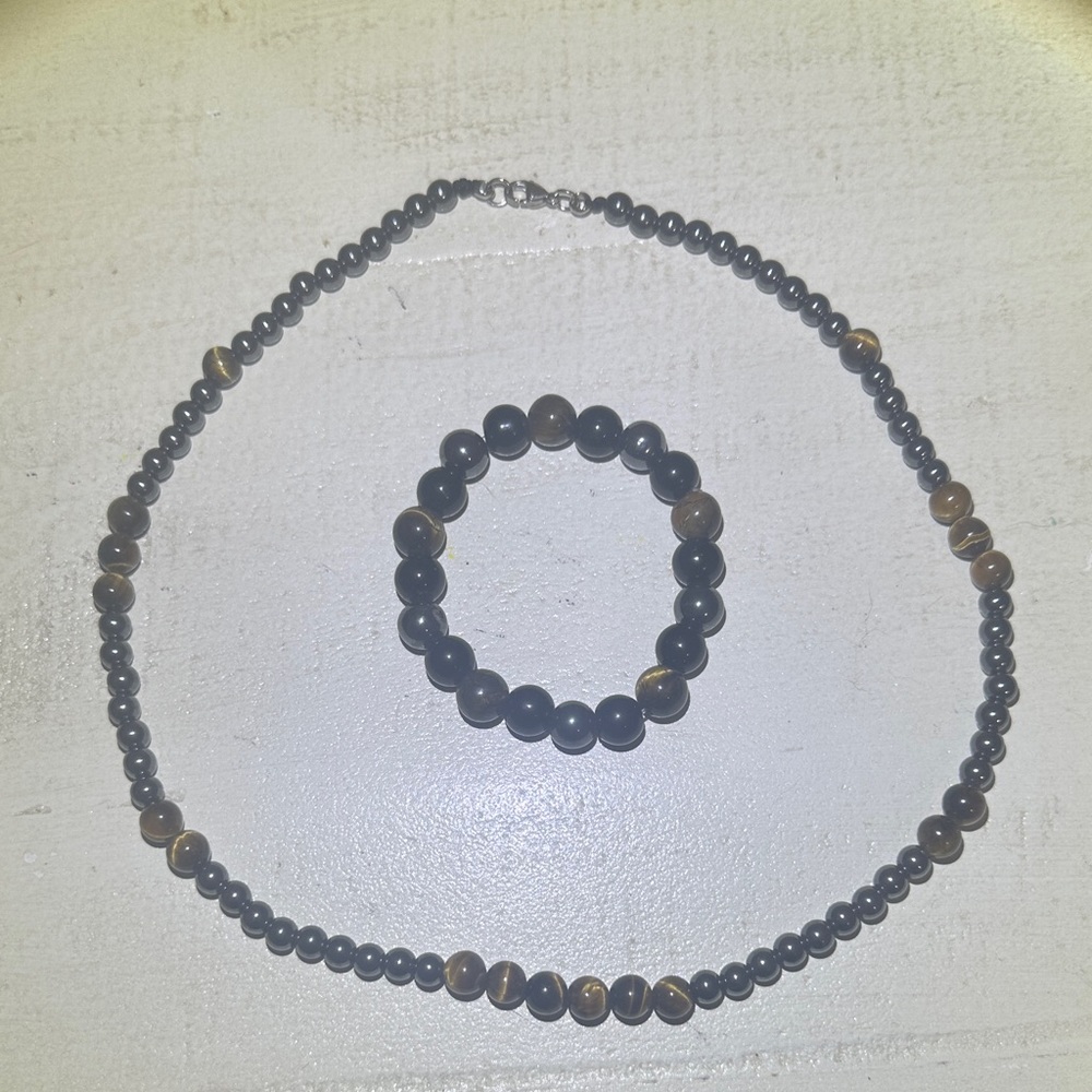 Tiger's Eye 20 Inch Necklace and Bracelet Set